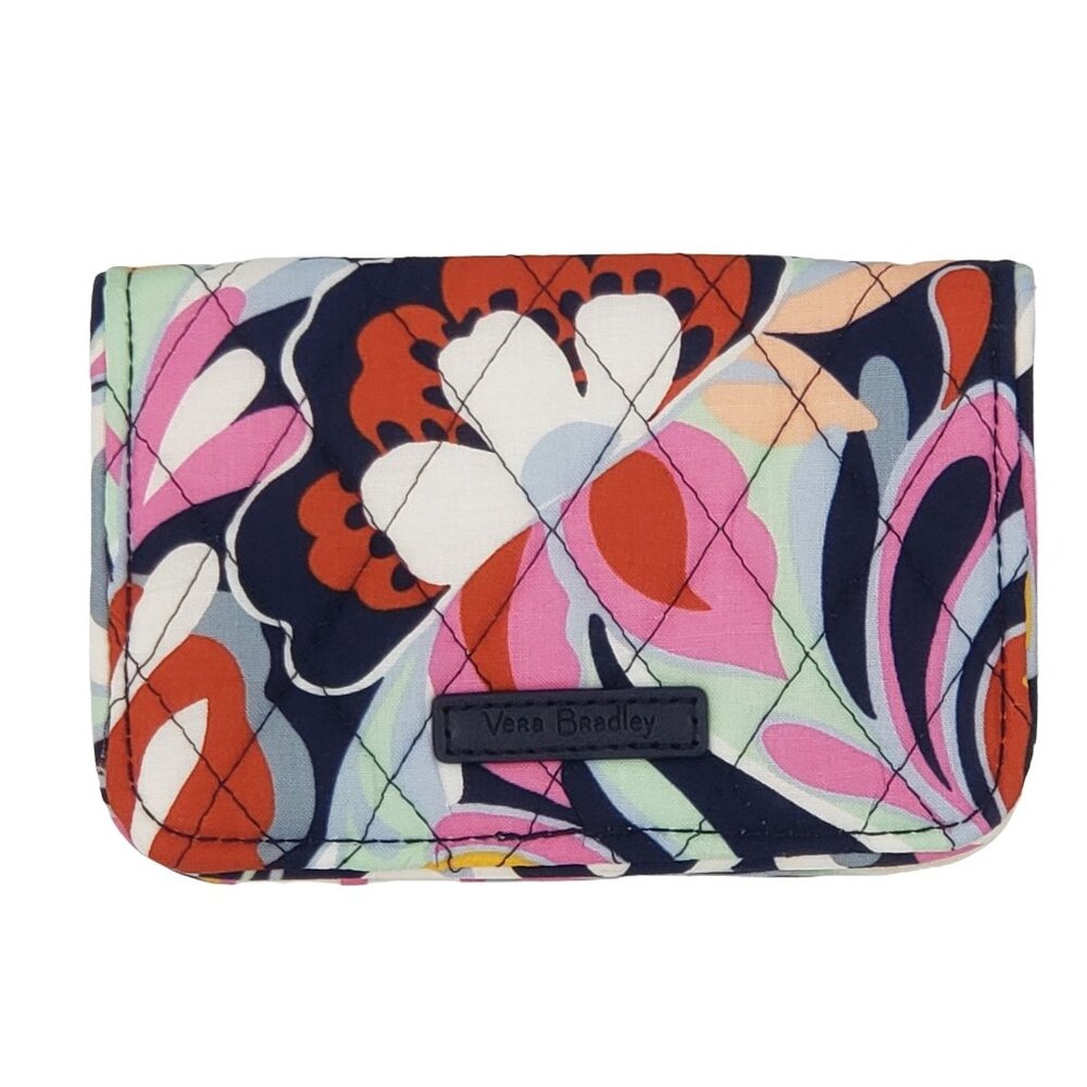 Vera Bradley RFID Bifold Wallet Mod Paisley Multicolored Retro Boho Floral NEW